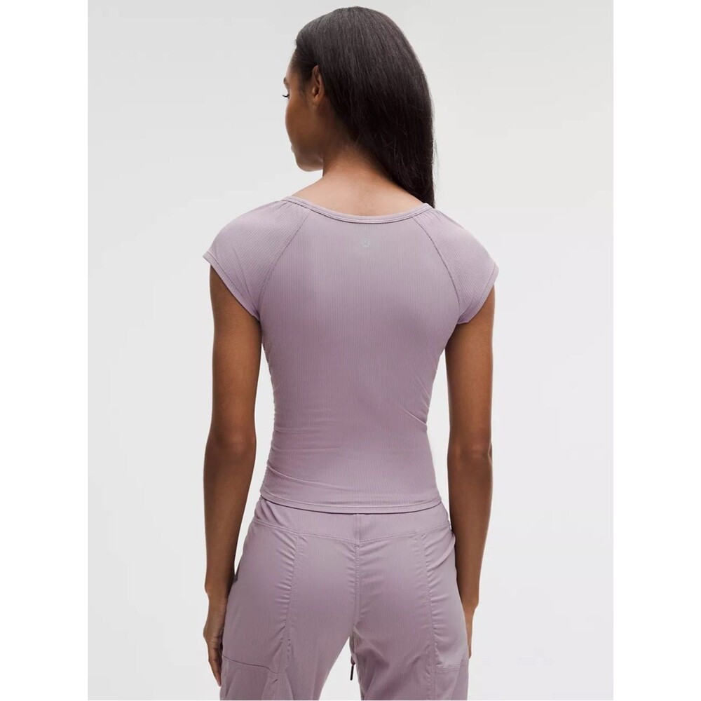 Lululemon Athletica All It Takes Gathered Scoopneck Tee Lotus Lavender 8 NEW - Picture 2 of 6